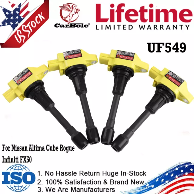 Set of 4 Ignition Coil For Nissan Altima Cube Rogue Infiniti FX50 2.5L V8 UF549