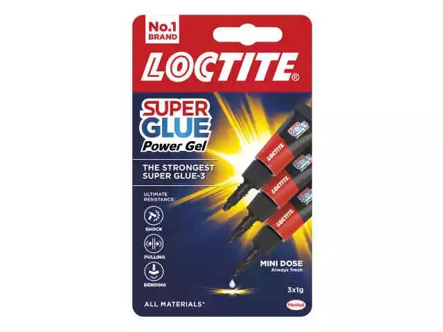 24 X Loctite Super Glue Powerflex Mini Trio Gel Caoutchouté Adhésif 3 X 1g Tubes