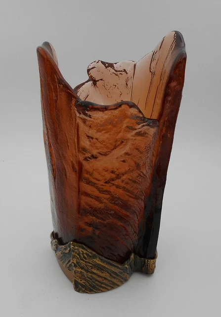 Vase   En Pate De Verre Monture En Bronze 2 Signatures A Identifier