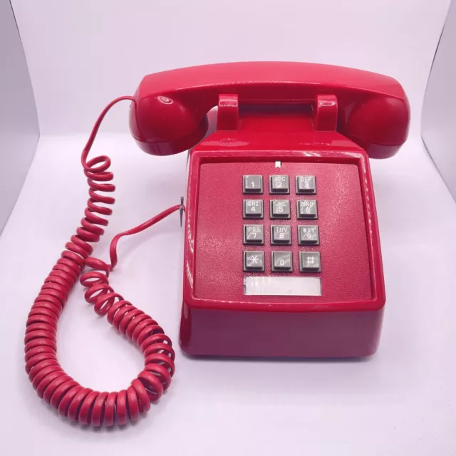 Cetis Red Desk Telephone Touch Tone Push Button Phone Handset Cord