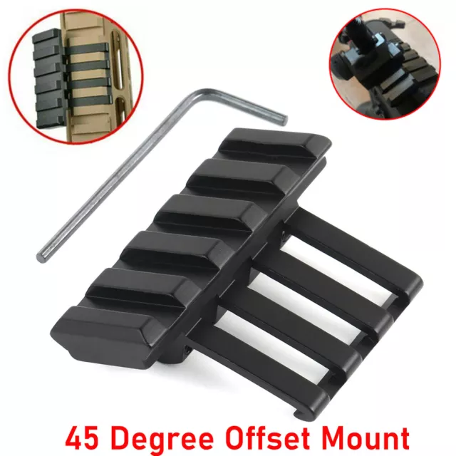 Tactical Low Profile 45 Degree Offset Angle Mount for 20mm Picatinny Weaver Rail