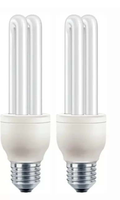 2pk Stick Light Bulbs (E27) 13w (75w) Energy Saving CFL 2700k Warm White Bulb.