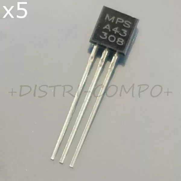 MPSA43 Transistor NPN 200V 500mA TO-92 ONS RoHS (lot de 5)