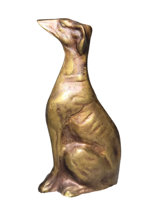 Bronze Greyhound Statuette Whippet Figurine 6" Vintage 50's ?