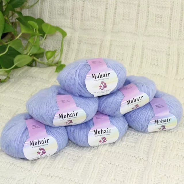 Sale 6BallsX25gr Fluffy Lace Mohair Warm Shawl Rugs Hand Knit Crocheted Yarn 22