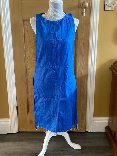 ZARA TRAFALUC DENIM Dress Sleeveless Shift Tunic Side Pockets UK 8 Frayed  Hem 15.00 - PicClick UK