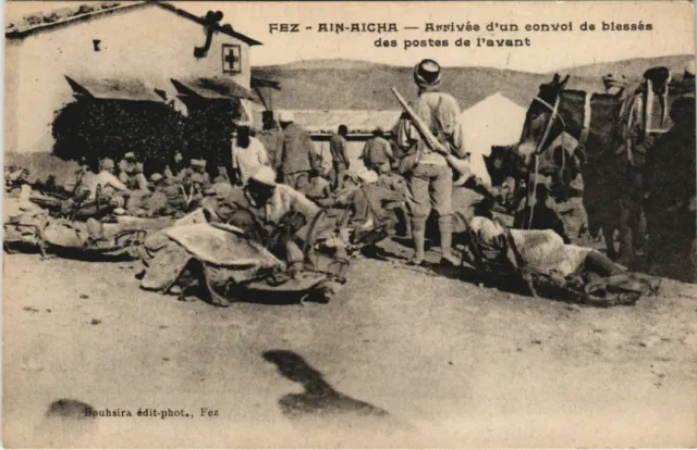 CPA AK MAROC FEZ AIN-AICHA Arrivée d'un convoi de blesses des postes (10192)