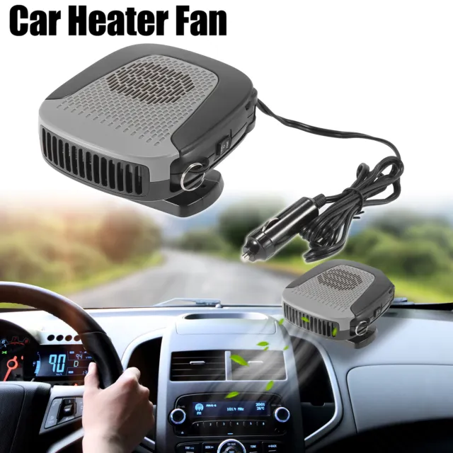 2 in 1 12V Portable Car Heater Heating Fan Window Defroster Demister Black Gray