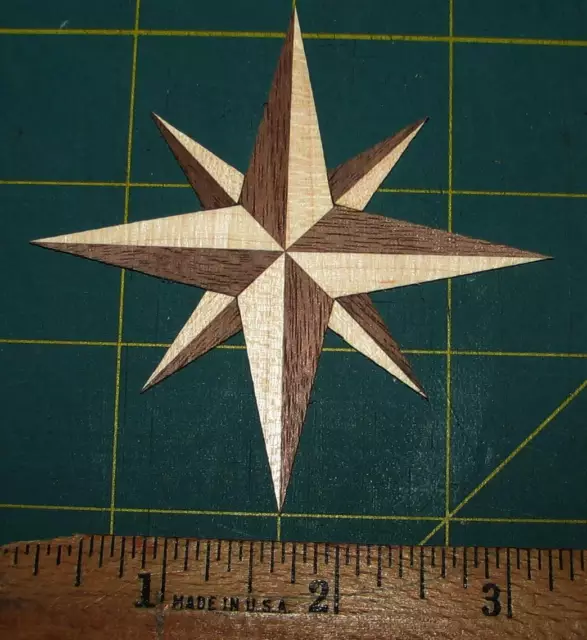 "Medallón con incrustaciones de madera - brújula rosa, nogal y arce 3"