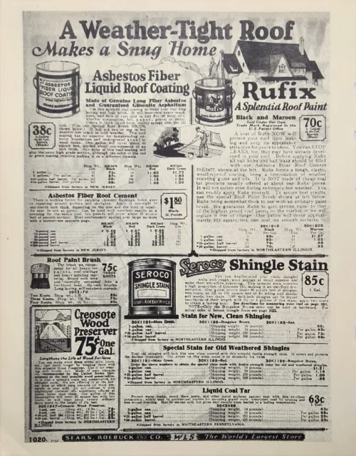 1927 Sears Roebuck Catalogue Weather Tight Roof Ad