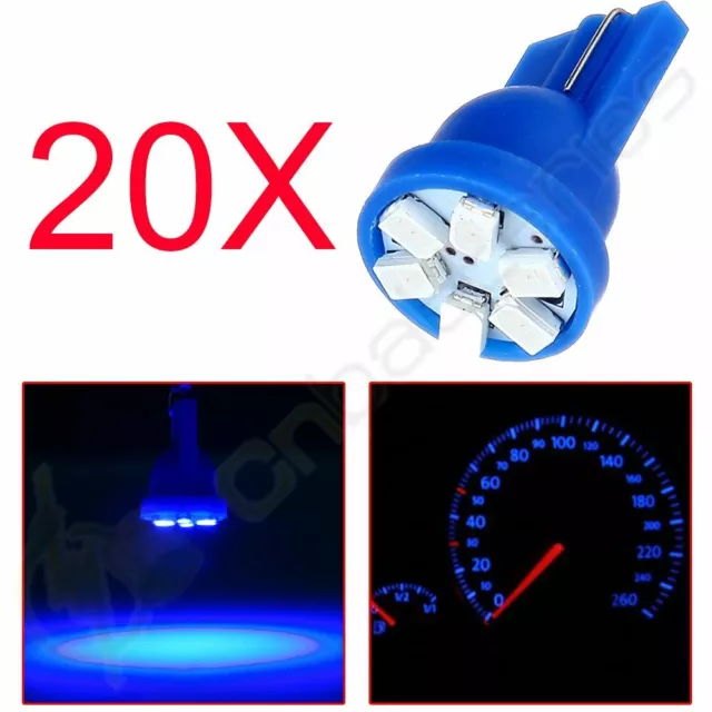 20X Blue Wedge 6SMD 3020 LED bulbs T10 W5W 2825 194 168 License Plate light Lamp