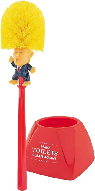 Bathroom Toilet Bowl Brush With Holder Donald Trump Cleaning Red Perfect White