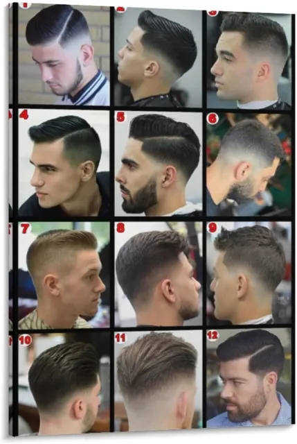 Barbershop Salon Men's Hairstyle Guide Poster Canvas Painting Wall Art Framed