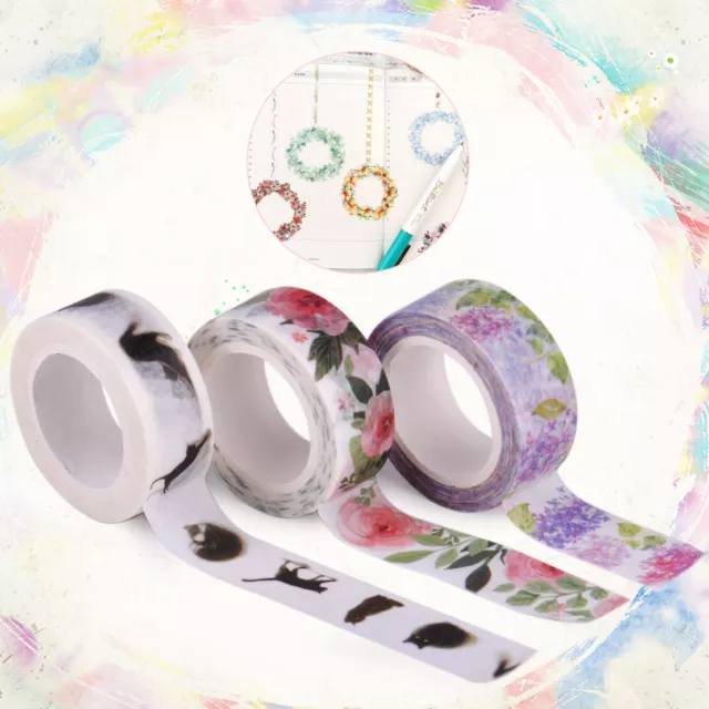 3pc 15MMx7M Floral Washi Sticker Roll Paper Masking Adhesive Tape Craft DIY rt