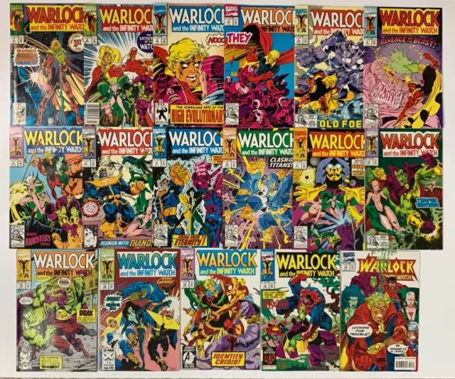Lot of 17 comics WARLOCK & THE INFINITY WATCH #1-15, 17, 27. Marvel, high grade