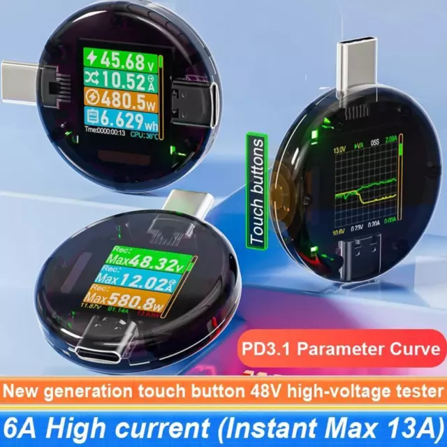 CC085 48V Type-C PD Charger Detection USB Tester Digital Voltage Current P3K9