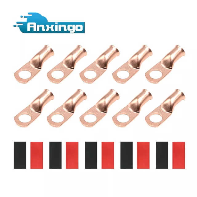 10x Gauge 4AWG-3/8'' Battery Cable Ends Lugs Copper Ring Terminal Wire Connector