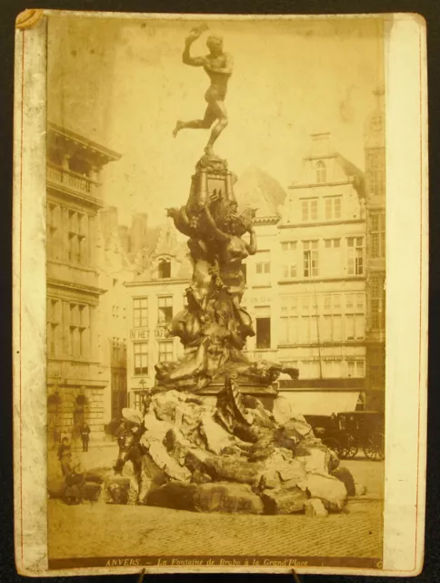 Photo c1900 Antwerp Belgium the Fountain Great Brabo Place Photography Antique