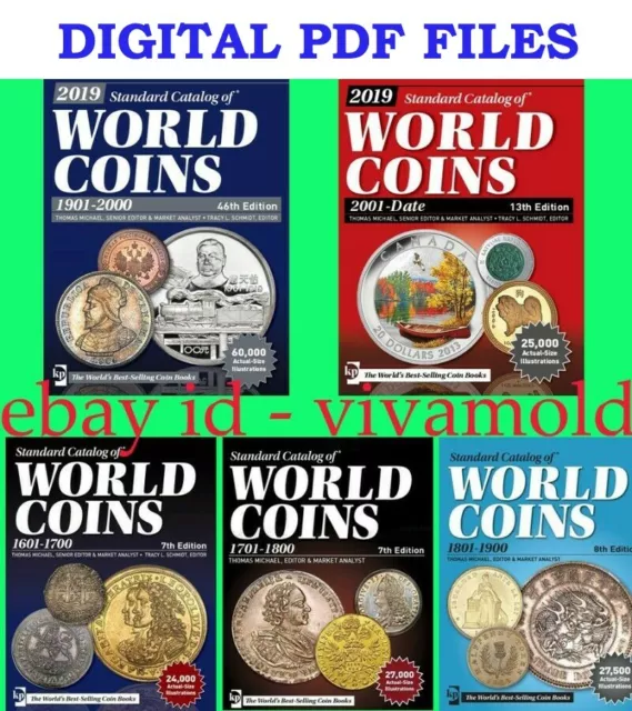 🎁 5 Krause 5 Pcs Set Standard Catalogs Of World Coins 1601-2018 Digital Books