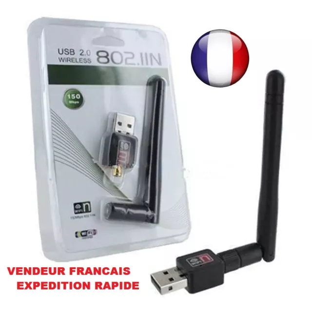 Mini Clé USB 2.0 Wifi Adaptateur LAN 802.11 n/g/b Réseau Sans Fil Antenne 150 Mb