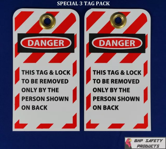 Lockout Tags (Special 3 Pack) W/ 3/8" Brass Grommet Safety Lockout Tagout