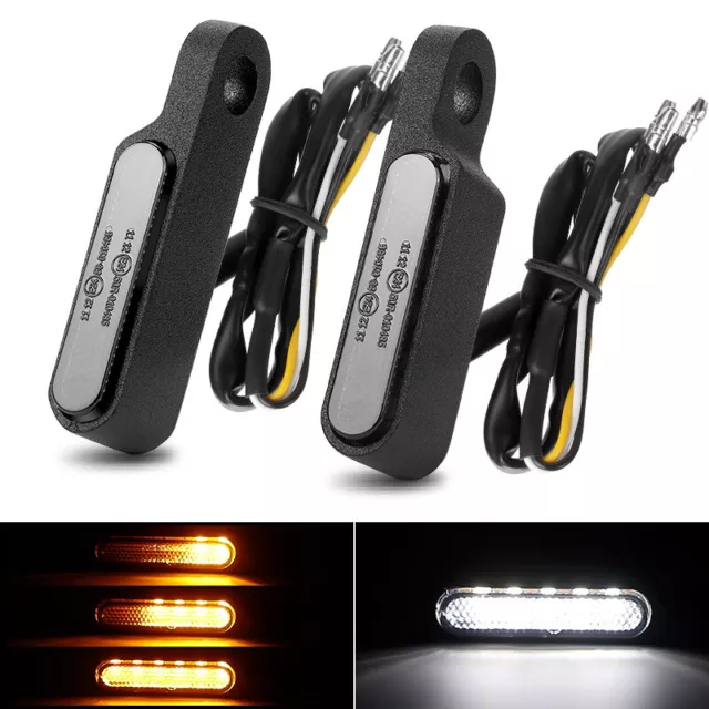 1 Paar LED Motorrad Lenker Blinker Licht E24-geprüft Weiß+Gelb Tagfahrlicht 12V