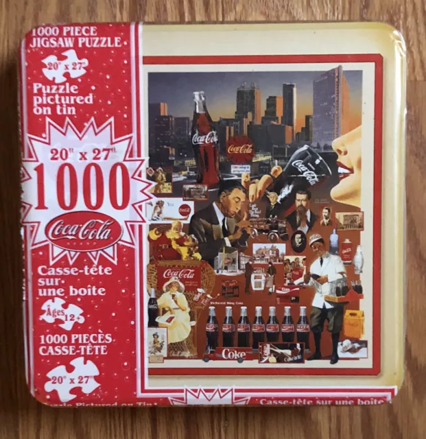 Vintage Coca Cola Fabique 1000 Piece Puzzle In Tin 20" x 27" New Sealed