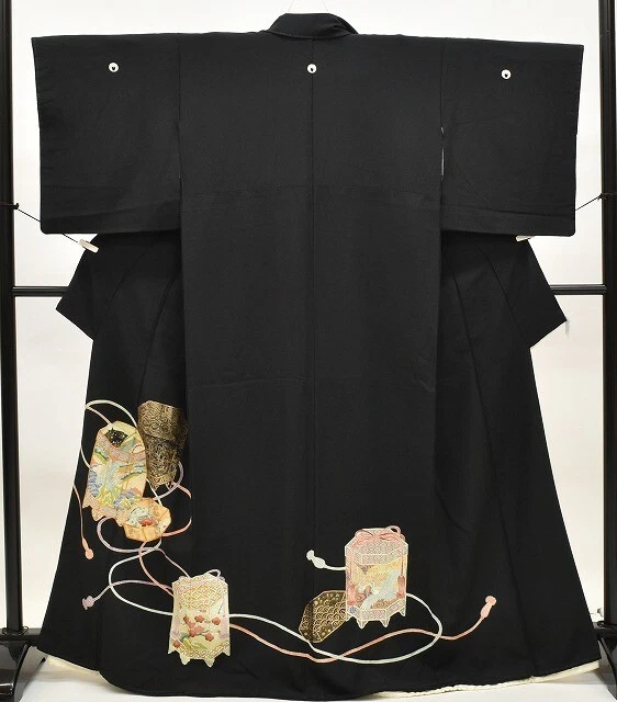 Japanese Kimono Vintage Silk Tomesode crane Embroidery kimonomtfuji 3mt0160