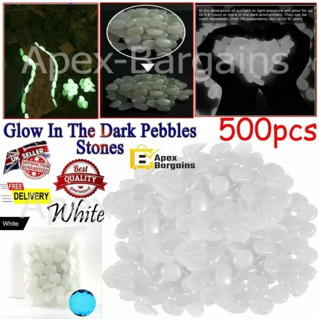 500x Glow In The Dark Pebbles Tank Luminous Stones Garden Walkaway Aquarium Fish