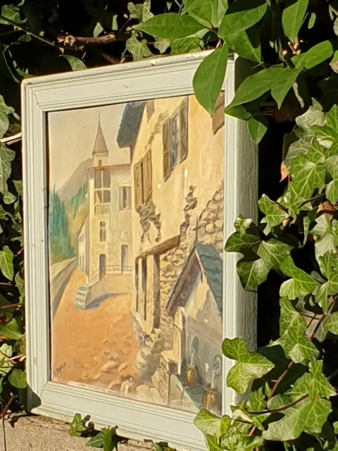 Tableau signé A Badodi Paysage vallée d Andorre Peinture huile sur panneau bois.