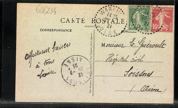 CPA Warluis, Rue de la Mairie et des Ecoles, street view 1921 2