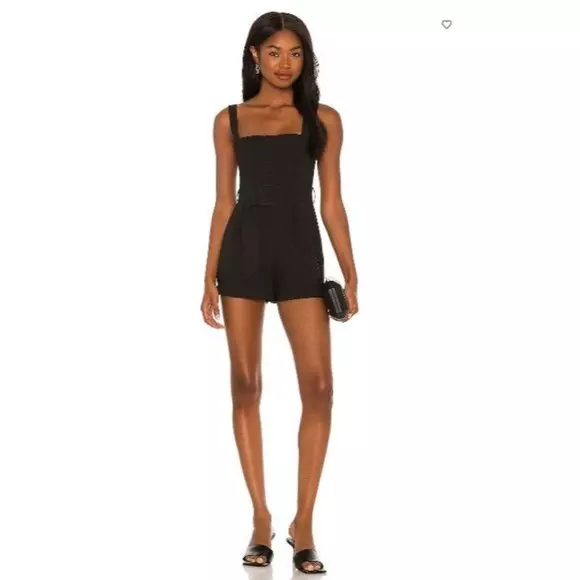 NWT Lovers + Friends Simone Romper Black Women's Size S Casual Party