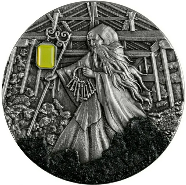 2021 $5 Niue SKARBEK Spirit of Coalmines Antique Finish 2 Oz Silver Coin.