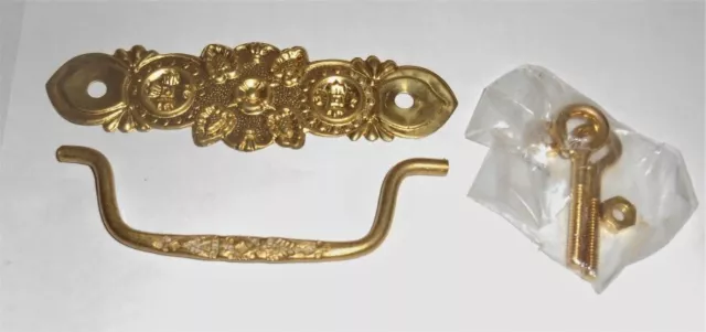 Antique Reproduction NOS Brass Drop Handle Drawer Pull Door Dresser Hardware