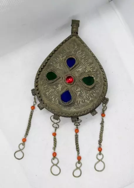 Vintage Antique Berber Ethnic Tribal Tuareg Nomad Talisman Large Amulet Pendant