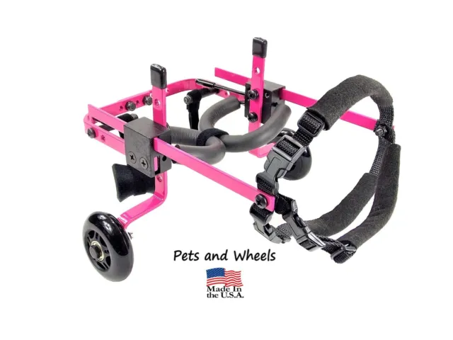 Dog Wheelchair by "Pets and Wheels" - For XXS/XS Size Dog - Color Pink 5-15 Lbs