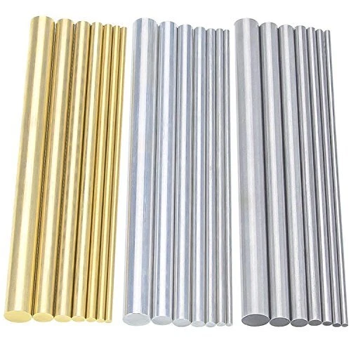 21 Pcs Round Rods Bar 2-8mm Brass + Stainless Steel + Aluminum FREE SHIPPING