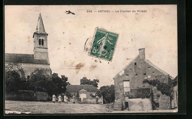 CPA Arthel, Le Clocher du Village 1913