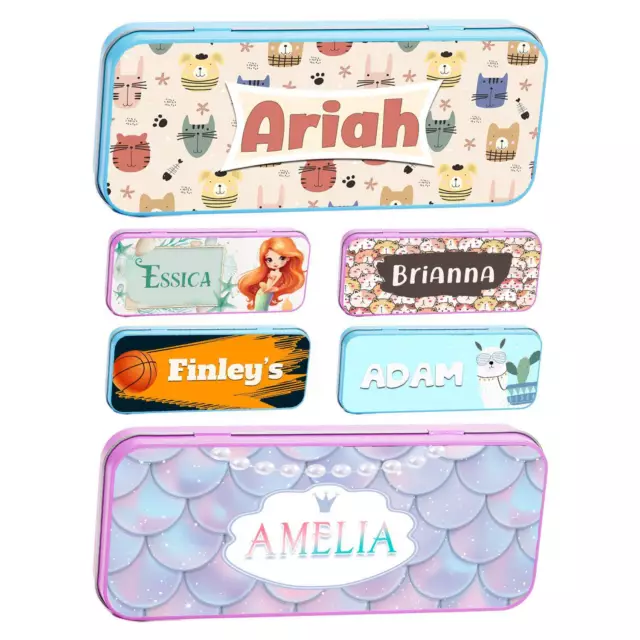 Personalised Any Name Generic Design Pencil Tin Boys School Kids Stationary 40