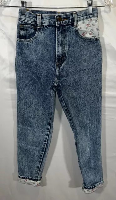 Palmettos Sz 10 Kids 24w Vintage 80s Tapered Straight Leg High Rise Denim Jeans