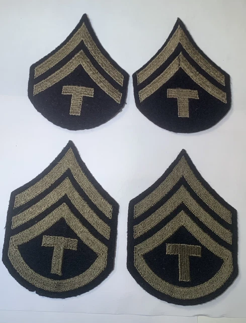 U.S.A. Military WWII Patches (4) Marine Corp Technicians Sergeant, Corporal NR