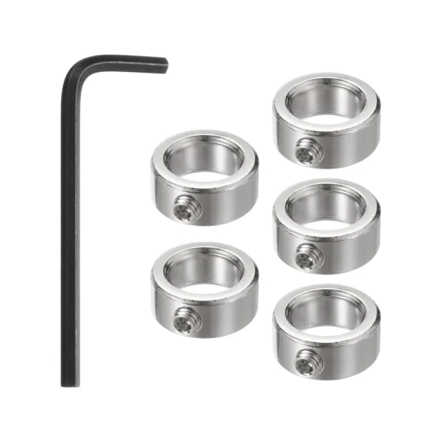 5pcs 12mm Drill Stop Collar Depth Stop with Hex Wrench, Nickel Coated Silver