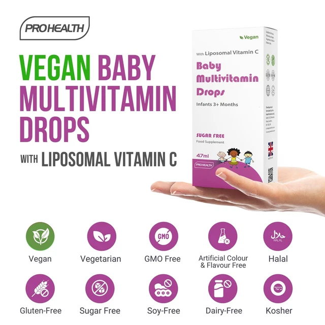 PROHEALTH VEGAN MULTIVITAMIN Drops for Infants & Kids (Age 3 Months ) 9 ...