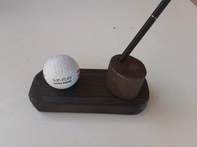 rustic Wood Golf Ball Pen Holder  Desk Accessory Color Oil rubbed Bronze