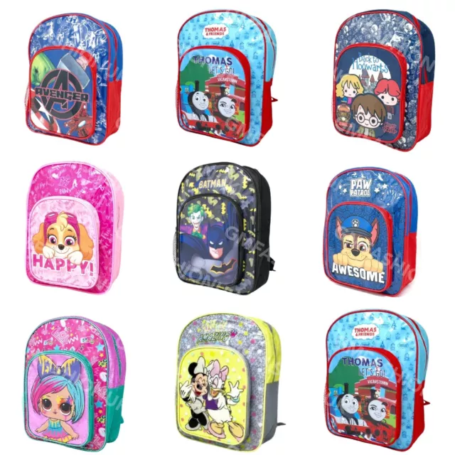 Boys Girls Kids DELUXE Backpack Junior Toddlers Character Rucksack School Bag
