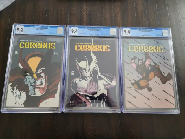 CGC Lot Of 3 Cerebus The Aardvark #54 9.2, #55 9.4, #56 9.4; Wolveroach Origin