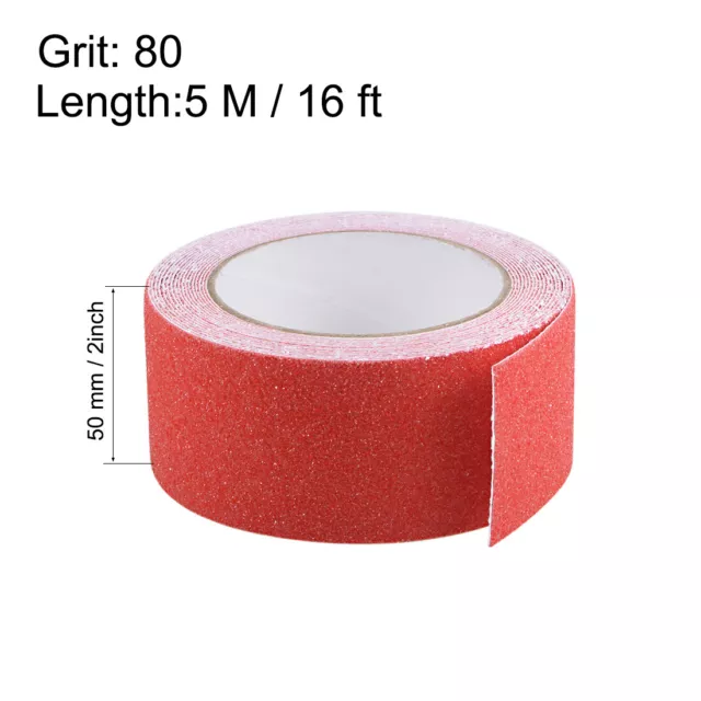 Bande Antidérapante 80 Grain Givrée PVC Bande Avertissement 16ftx2 Pouce Rouge 2