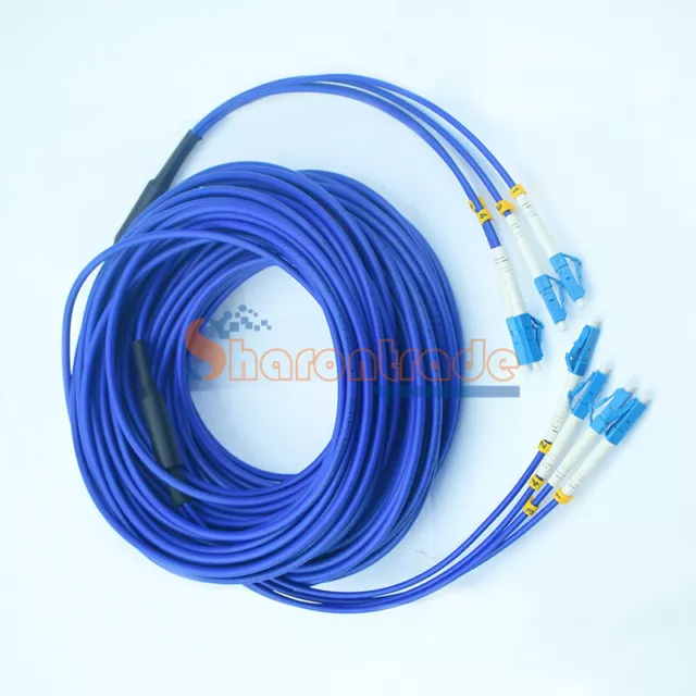 Indoor Armored Cable Single-Mode LC-LC 4 Strand 9/125 Fiber Optic Patch Cord 15M