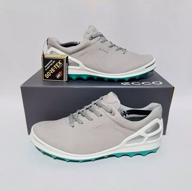 Ecco Golf Shoes Gore-Tex Waterproof Grey Leather Gtx Womens