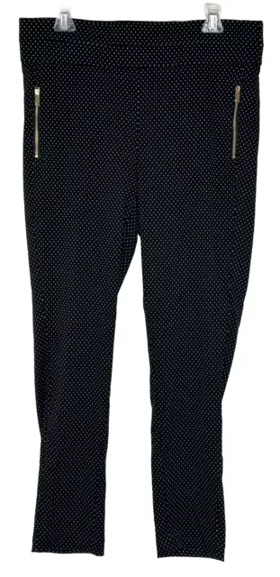 Jones New York Women Black Polka Dot Pull On Leggings Casual Pants Sz L New